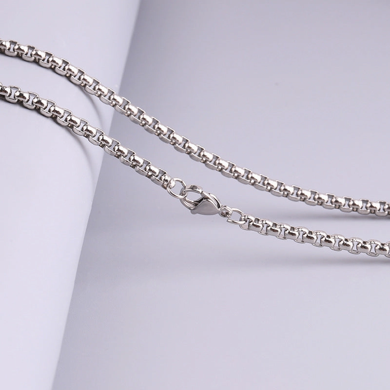 Wholesale Versatile DIY Stainless Steel 18k Gold Plated Chain Bar Titanium Steel Square Pearl Necklaces