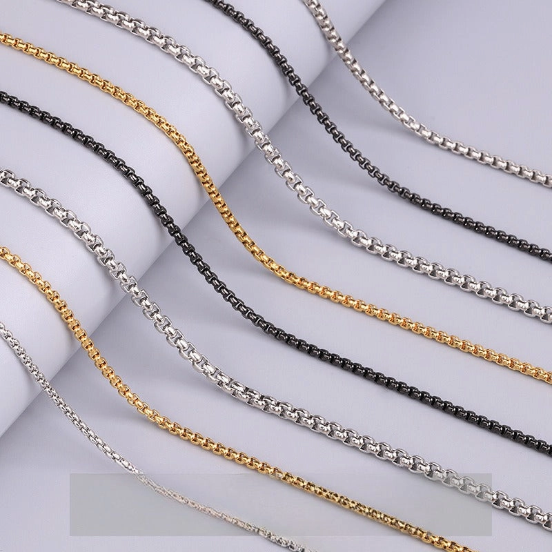 Wholesale Versatile DIY Stainless Steel 18k Gold Plated Chain Bar Titanium Steel Square Pearl Necklaces
