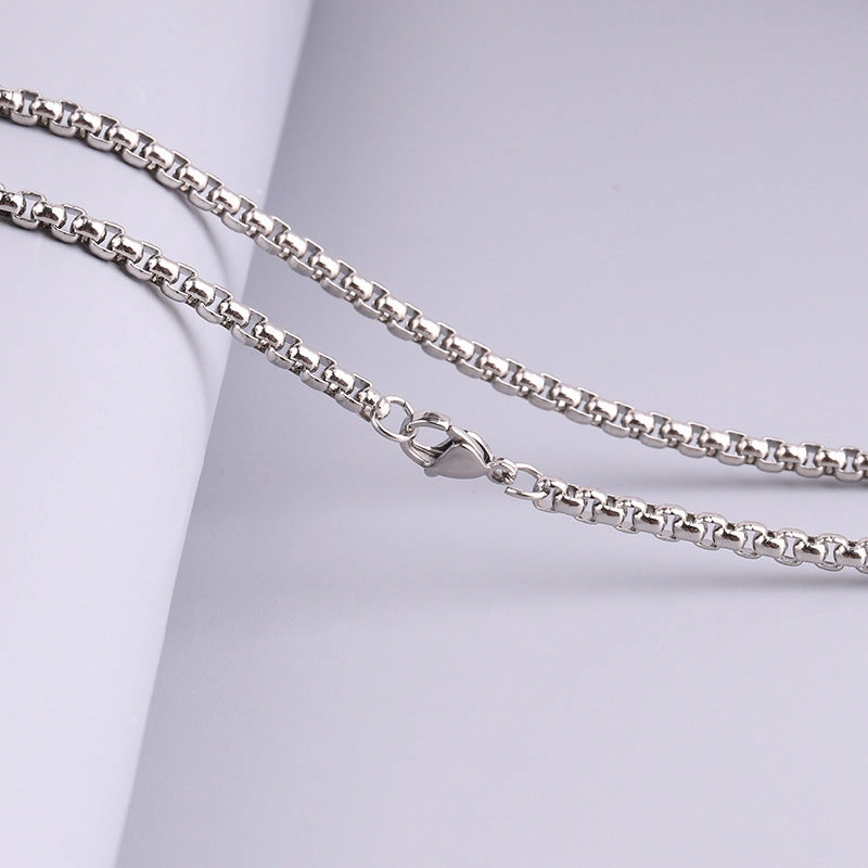 Wholesale Versatile DIY Stainless Steel 18k Gold Plated Chain Bar Titanium Steel Square Pearl Necklaces
