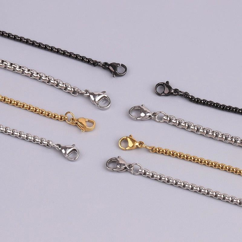 Wholesale Versatile DIY Stainless Steel 18k Gold Plated Chain Bar Titanium Steel Square Pearl Necklaces