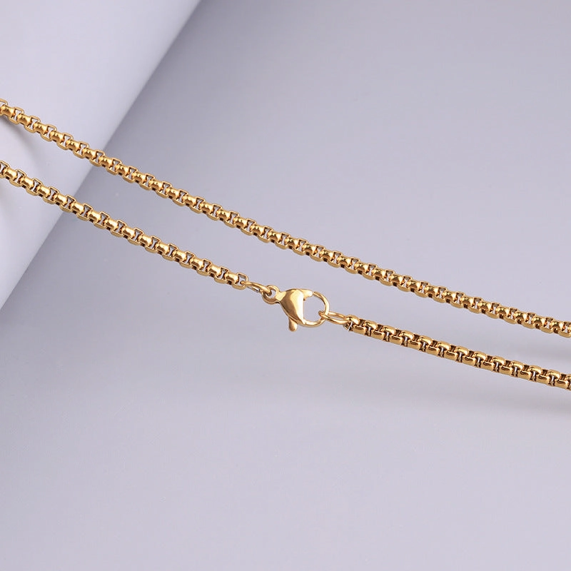 Wholesale Versatile DIY Stainless Steel 18k Gold Plated Chain Bar Titanium Steel Square Pearl Necklaces