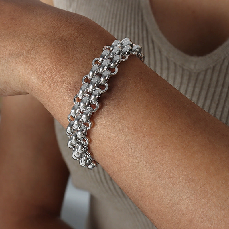 Wholesale Versatile Titanium Steel Metal OT Buckle Bracelet Necklace Jewelry Set