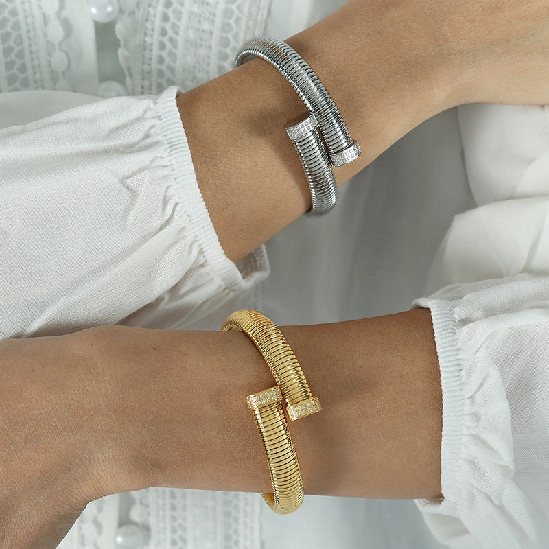 Wholesale Vertical Stripe Open Wide Cross Bracelet