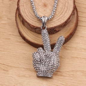 Wholesale Victory Sign Alloy Necklace