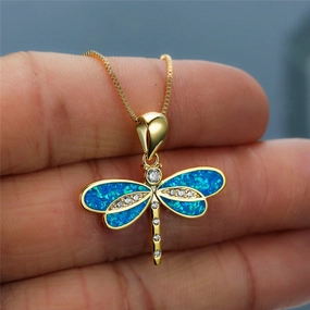Wholesale vins cold style gold dragonfly necklace