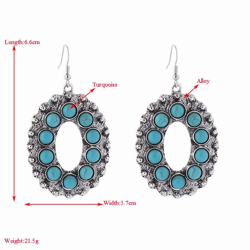 Wholesale Vintage Alloy Inlaid White Turquoise Round Earrings