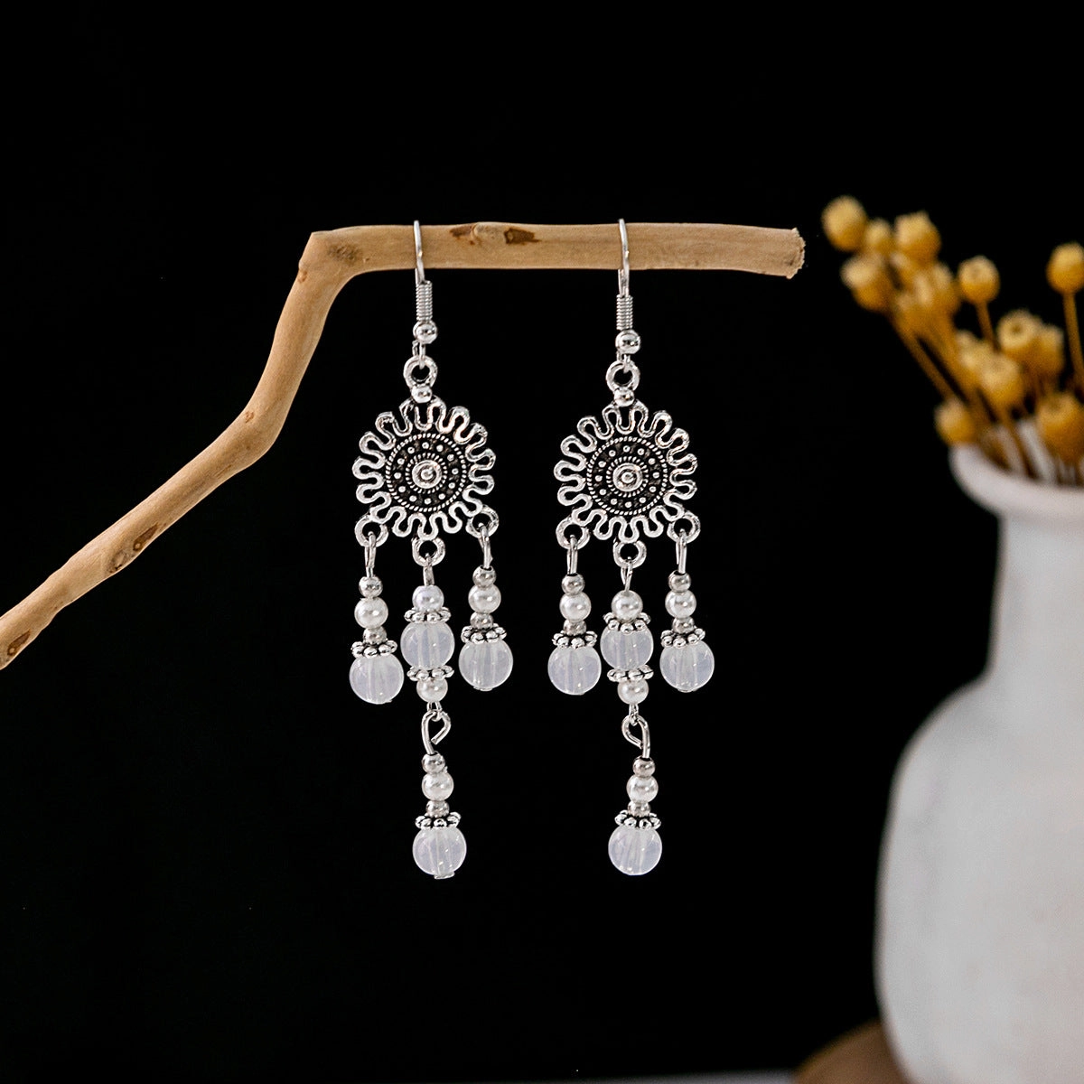 Wholesale Vintage Bohemian Tassel Turquoise Earrings