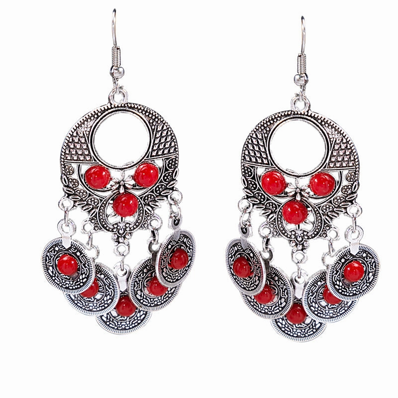 Wholesale Vintage Bohemian Tassel Turquoise Earrings