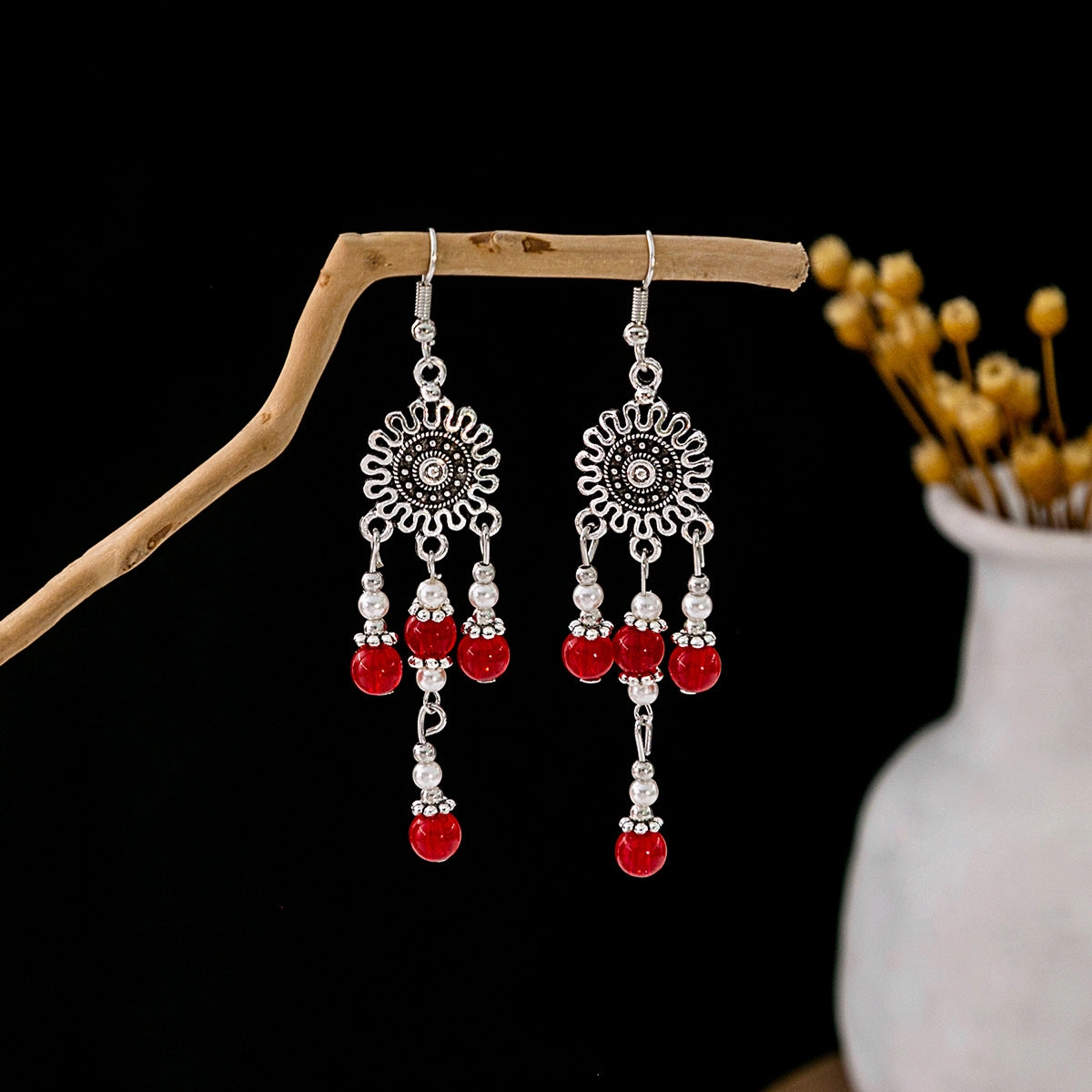 Wholesale Vintage Bohemian Tassel Turquoise Earrings