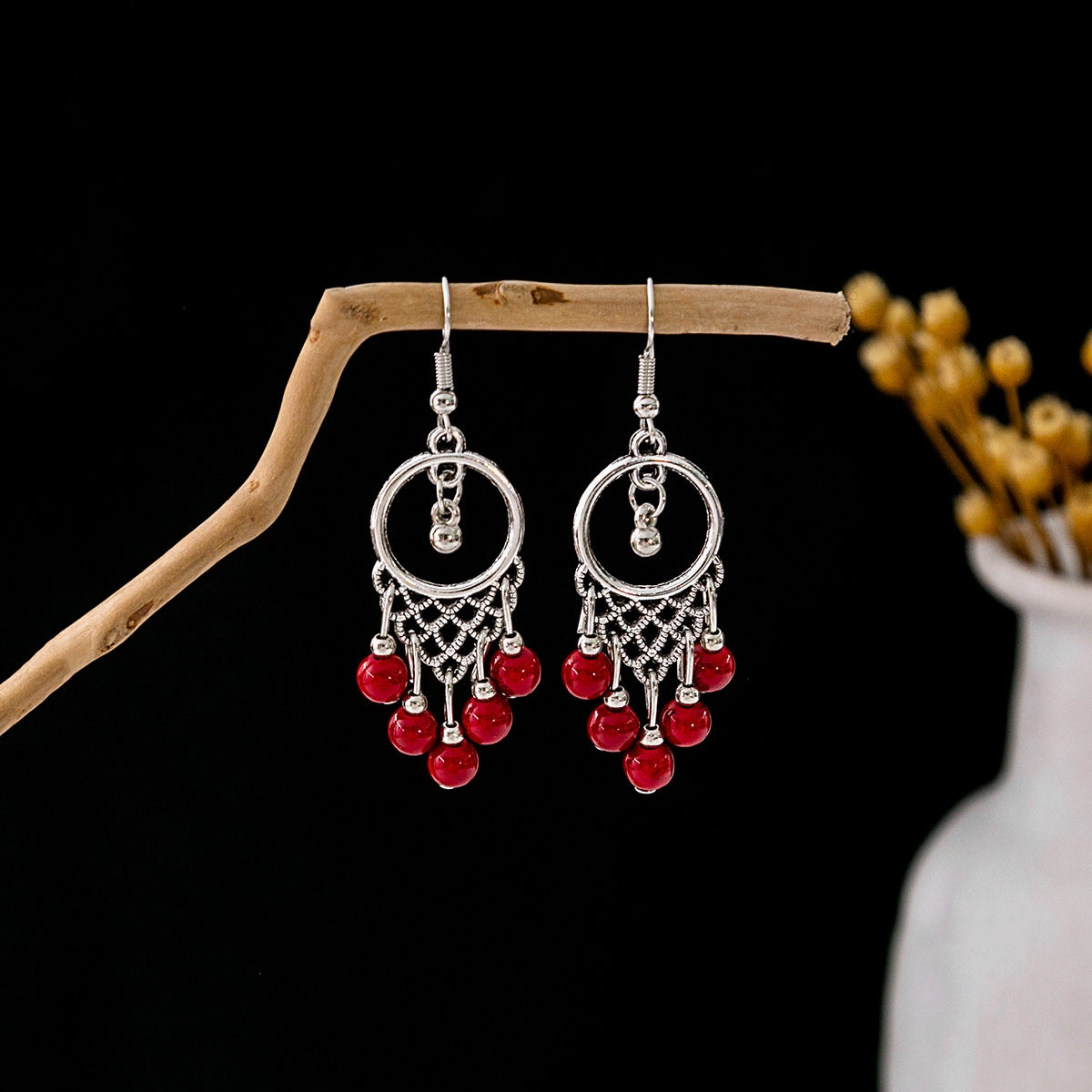 Wholesale Vintage Bohemian Tassel Turquoise Earrings