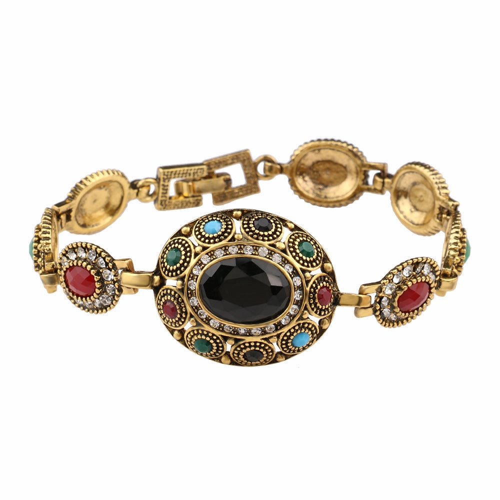 Wholesale Vintage Boho Style Large Gemstone Alloy Bracelet