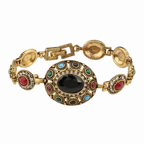 Wholesale Vintage Boho Style Large Gemstone Alloy Bracelet