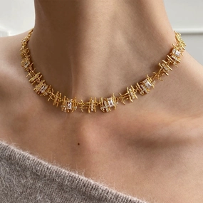 Wholesale Vintage Braided Gemstone Necklace Clavicle Chain