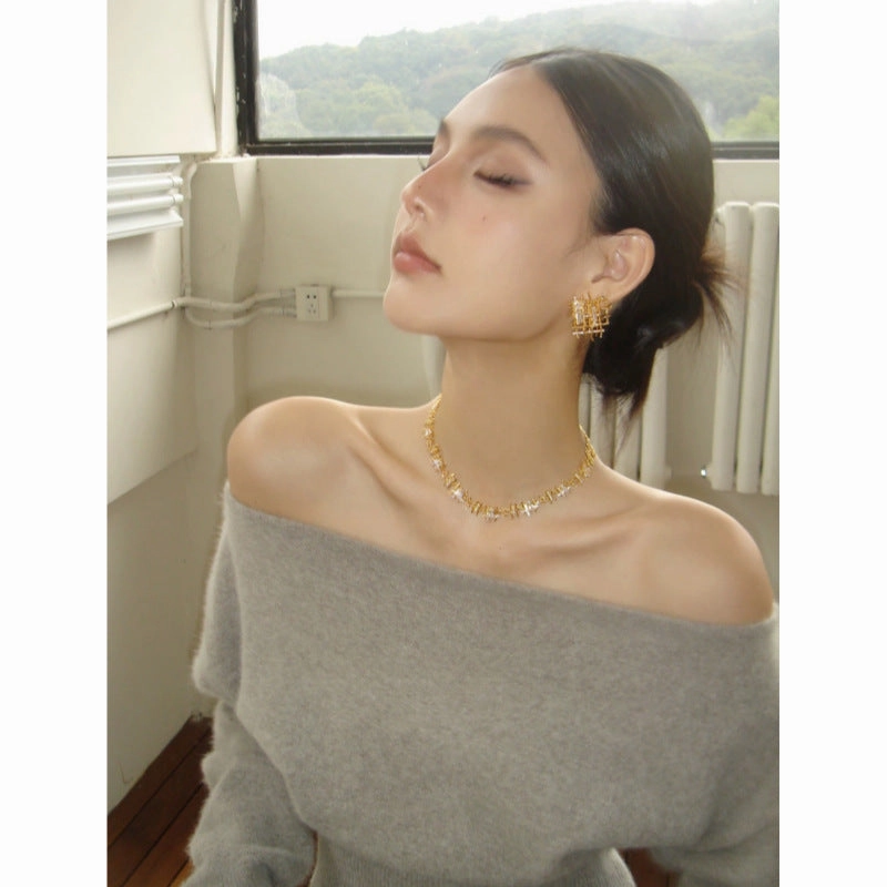Wholesale Vintage Braided Gemstone Necklace Clavicle Chain