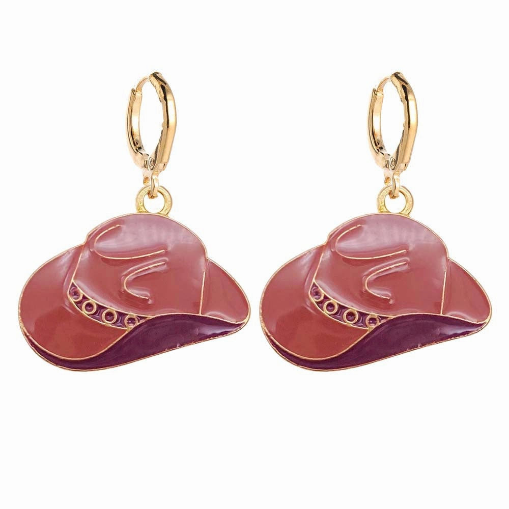 Wholesale Vintage Bull Head Pink Hat Cowboy Boots Earrings