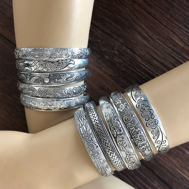 Wholesale Vintage Carved Opening Ethnic Style Bracelets