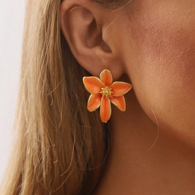 Wholesale Vintage Colored Enamel Flower Earrings