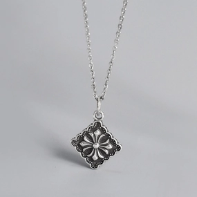 Wholesale Vintage Cross Square 925 Sterling Silver Clavicle Necklace