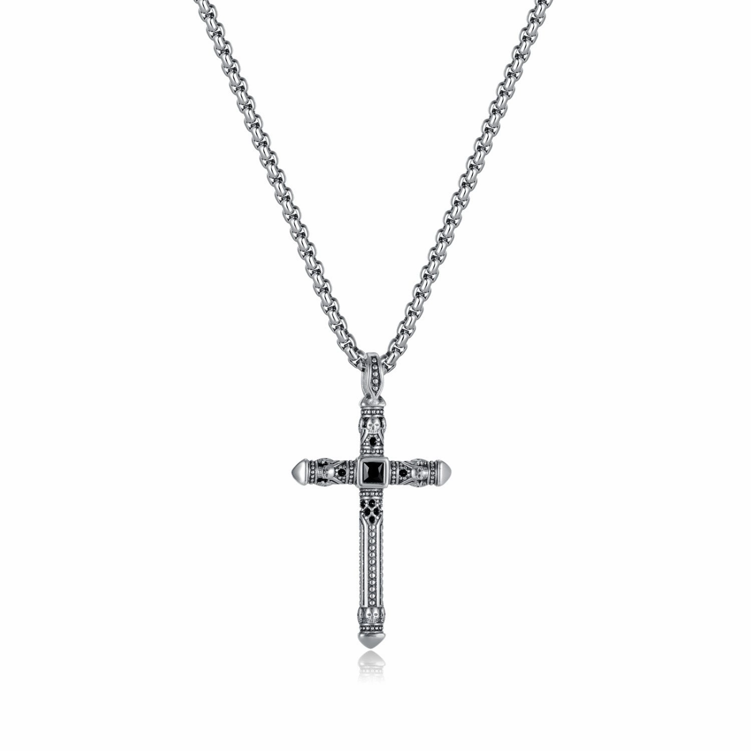Wholesale Vintage Cross Titanium Steel Pendant Stainless Steel Punk Style Necklace