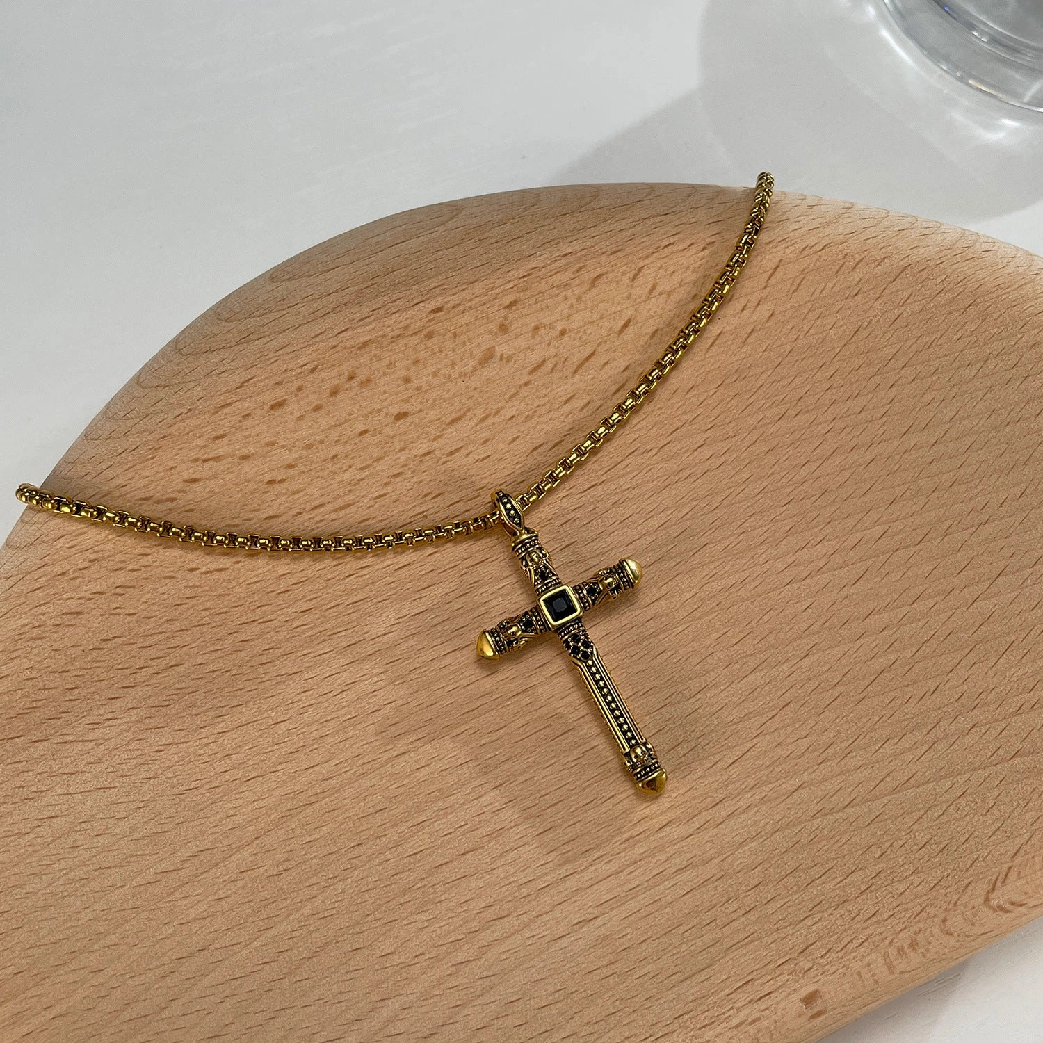 Wholesale Vintage Cross Titanium Steel Pendant Stainless Steel Punk Style Necklace