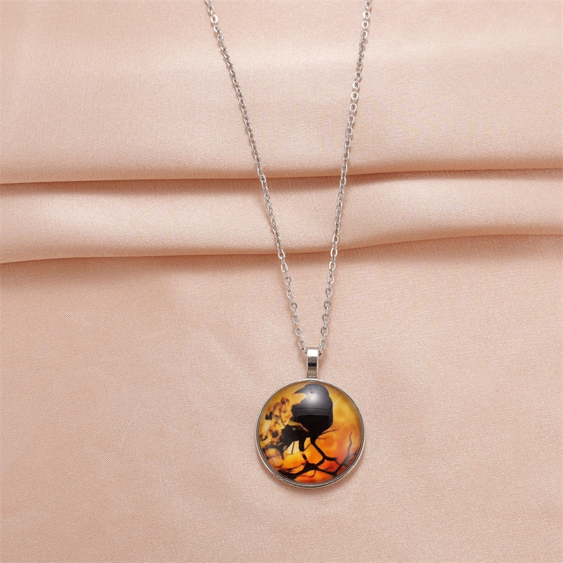 Wholesale Vintage Crow Crystal Pendant Halloween Gift Personalized Time Gem Necklace