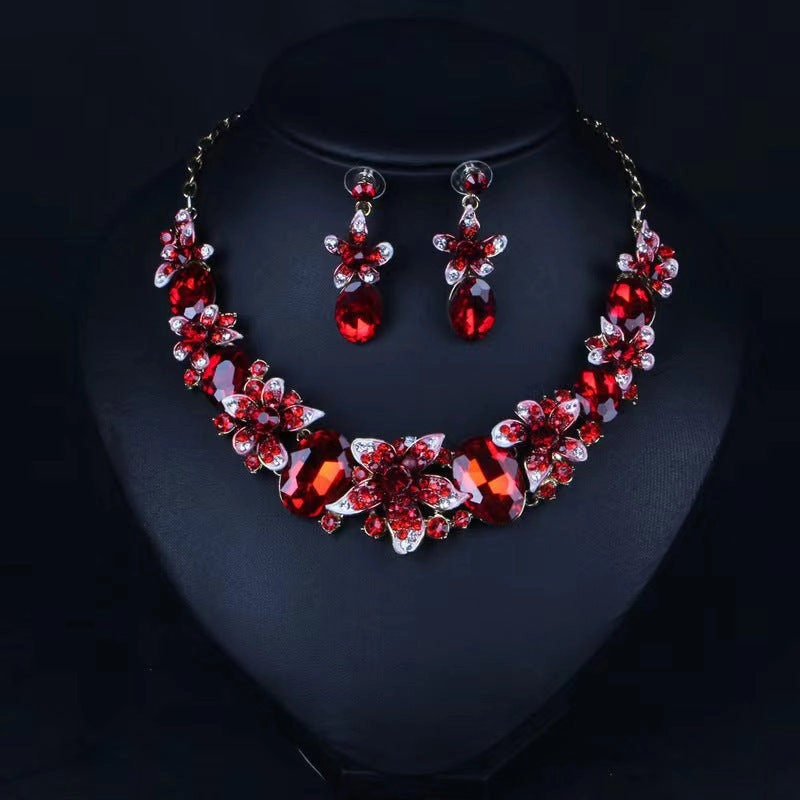 Wholesale Vintage Crystal Alloy Necklaces Earrings Set of Two