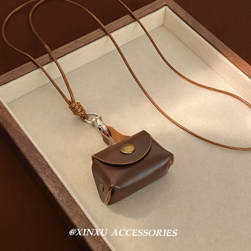 Wholesale Vintage cute leather coin purse necklace