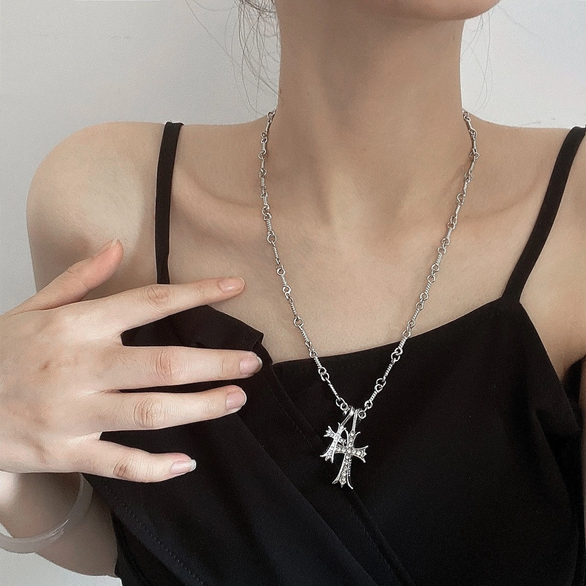 Wholesale Vintage Dark Cross Bead Necklace