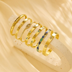 Wholesale Vintage Diamond Colored Zirconia Eye Titanium Steel Bracelet
