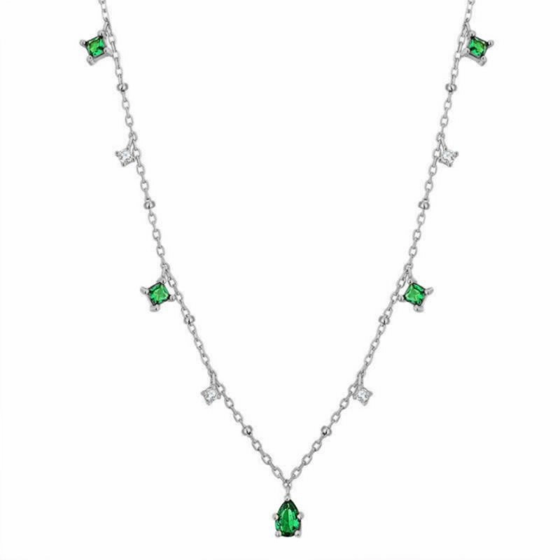 Wholesale Vintage Emerald Gold Plated Clavicle Necklace
