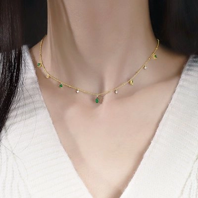 Wholesale Vintage Emerald Gold Plated Clavicle Necklace