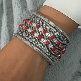 Wholesale Vintage Ethnic Style Handmade Holiday Style Exaggerated Alloy Bracelet