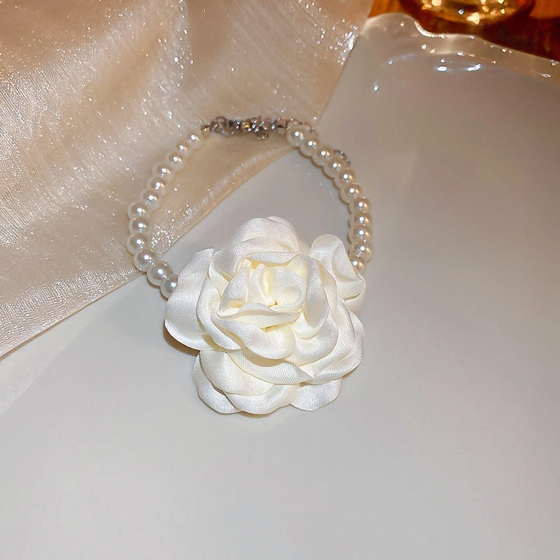 Wholesale Vintage Fabric Flower Sweet Necklace Bracelet Earring Set