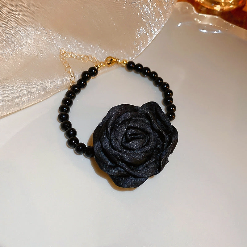 Wholesale Vintage Fabric Flower Sweet Necklace Bracelet Earring Set
