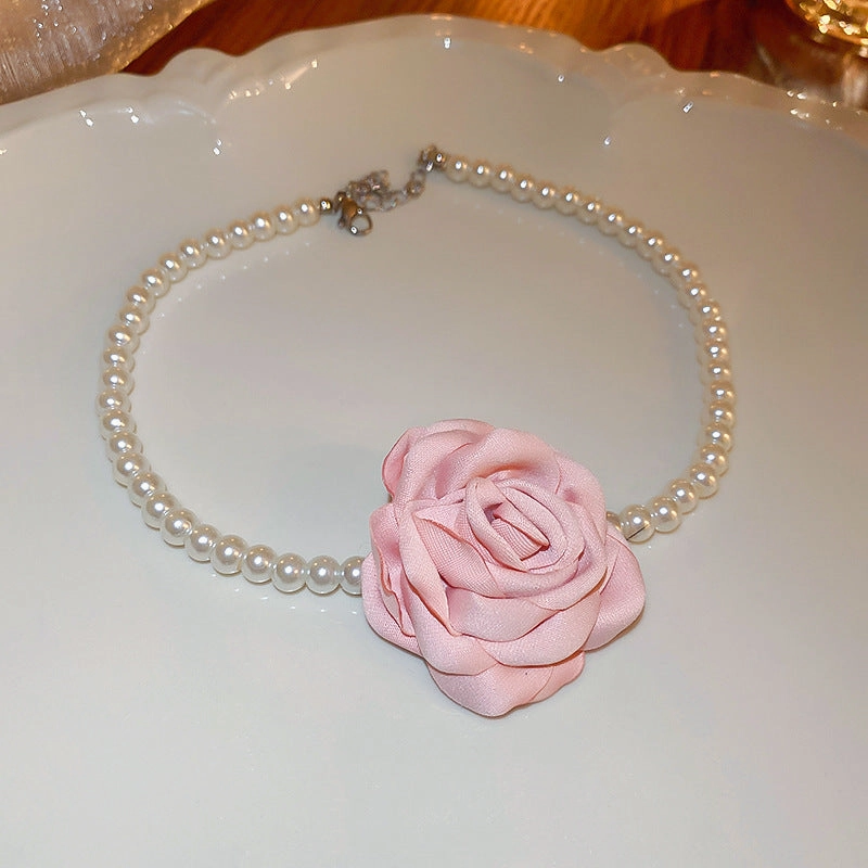 Wholesale Vintage Fabric Flower Sweet Necklace Bracelet Earring Set