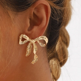 Wholesale Vintage Fashion Metal Bow Earrings