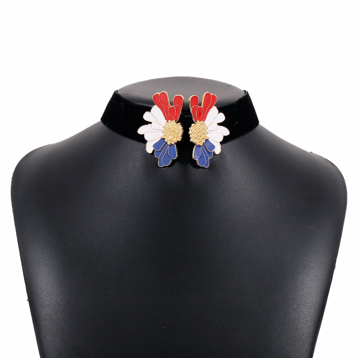 Wholesale Vintage Flower Flocking Oil Drop Clavicle Necklace