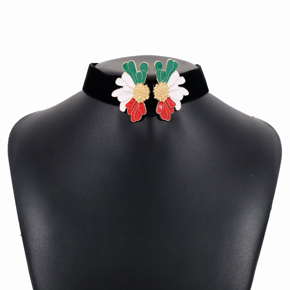Wholesale Vintage Flower Flocking Oil Drop Clavicle Necklace