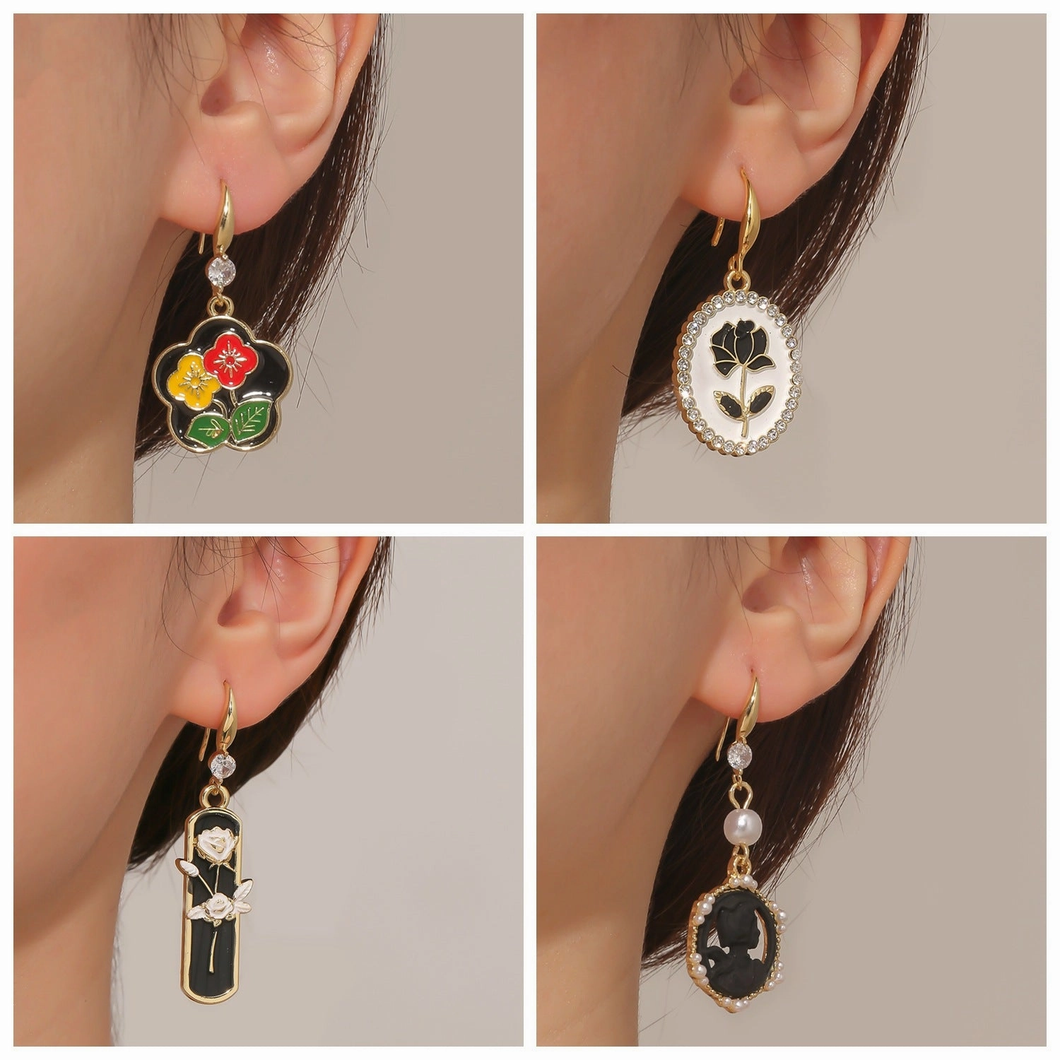 Wholesale Vintage French Rose Earrings