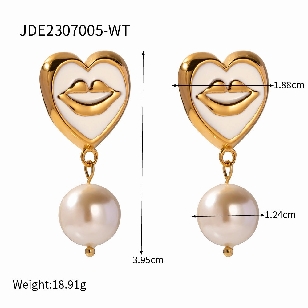 Wholesale Vintage Geometric Metal Lip Pattern Necklace and Earrings Set