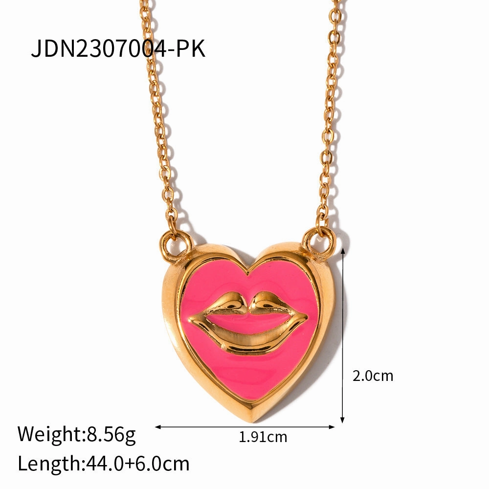 Wholesale Vintage Geometric Metal Lip Pattern Necklace and Earrings Set
