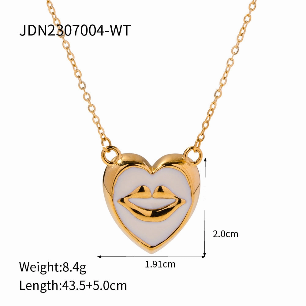 Wholesale Vintage Geometric Metal Lip Pattern Necklace and Earrings Set