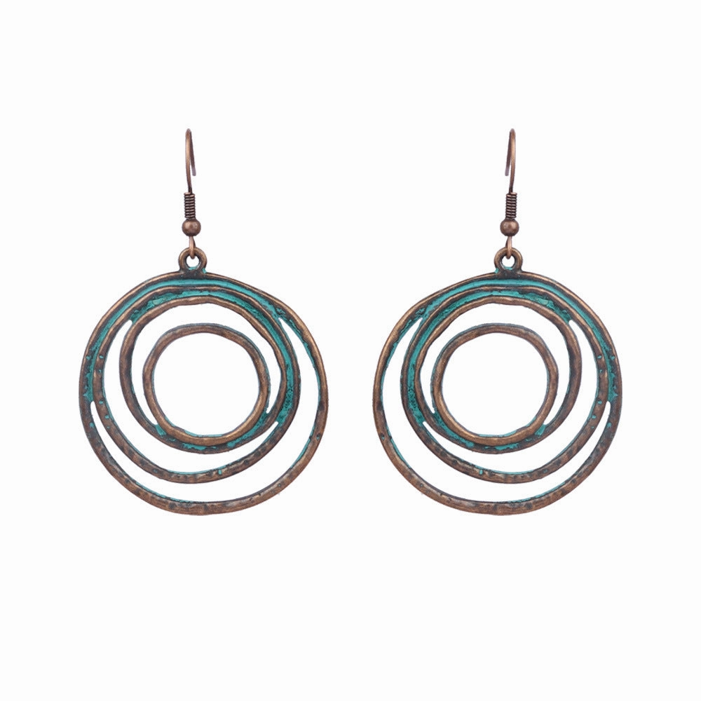 Wholesale Vintage Geometric Turquoise Tassel Earrings