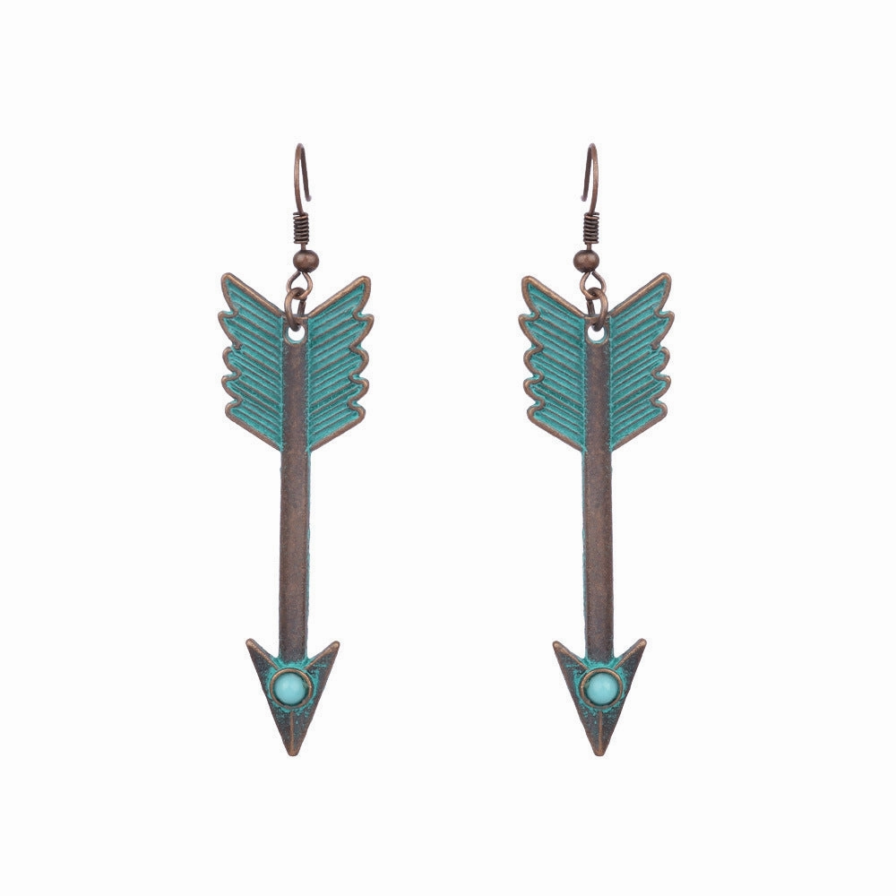 Wholesale Vintage Geometric Turquoise Tassel Earrings