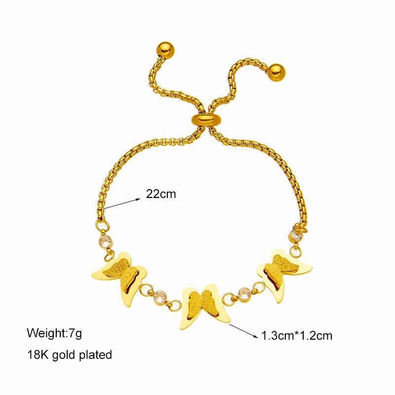 Wholesale Vintage Gold Titanium Steel Pull-out Three-dimensional Butterfly Bracelet