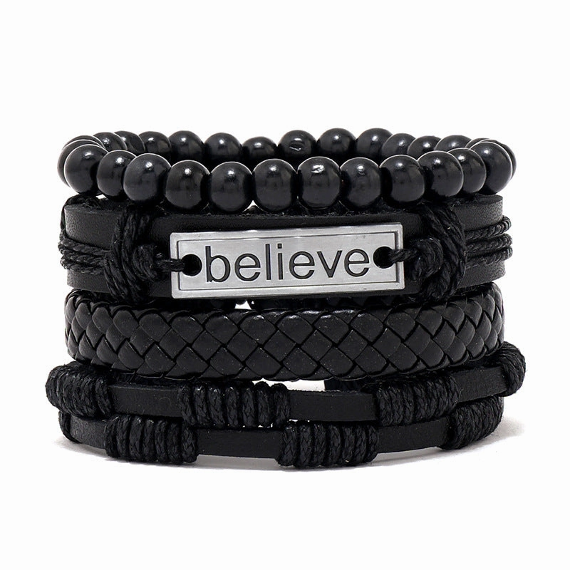 Wholesale Vintage Hand Made Leather Bracelet Set of Four