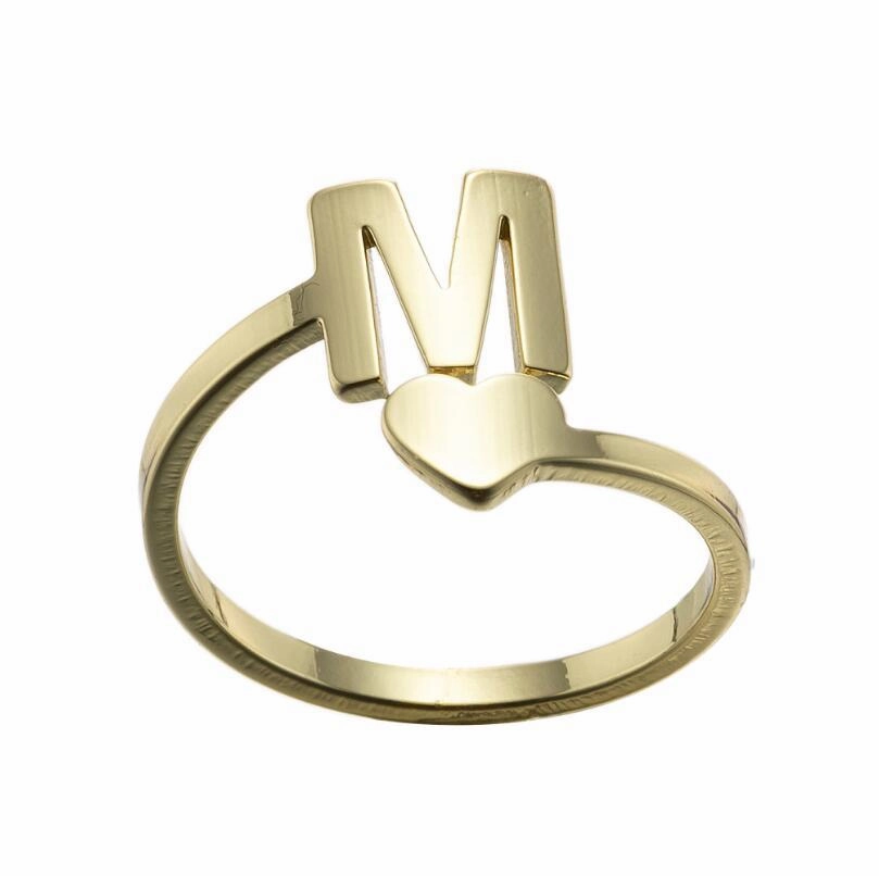 Wholesale Vintage Heart Alphabet Titanium Steel Rings