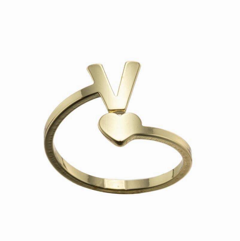 Wholesale Vintage Heart Alphabet Titanium Steel Rings