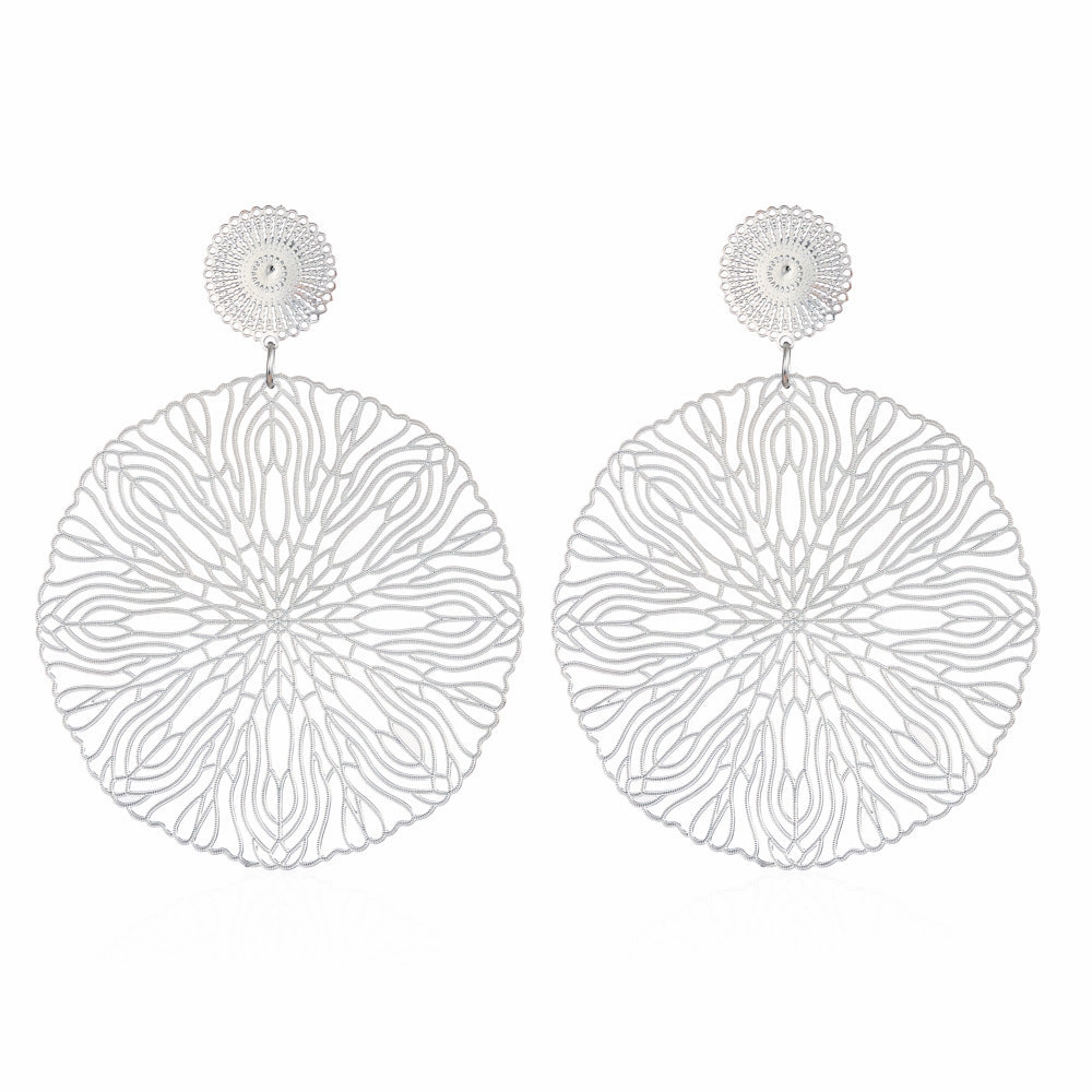 Wholesale Vintage Hollow Flowers Metal Earrings