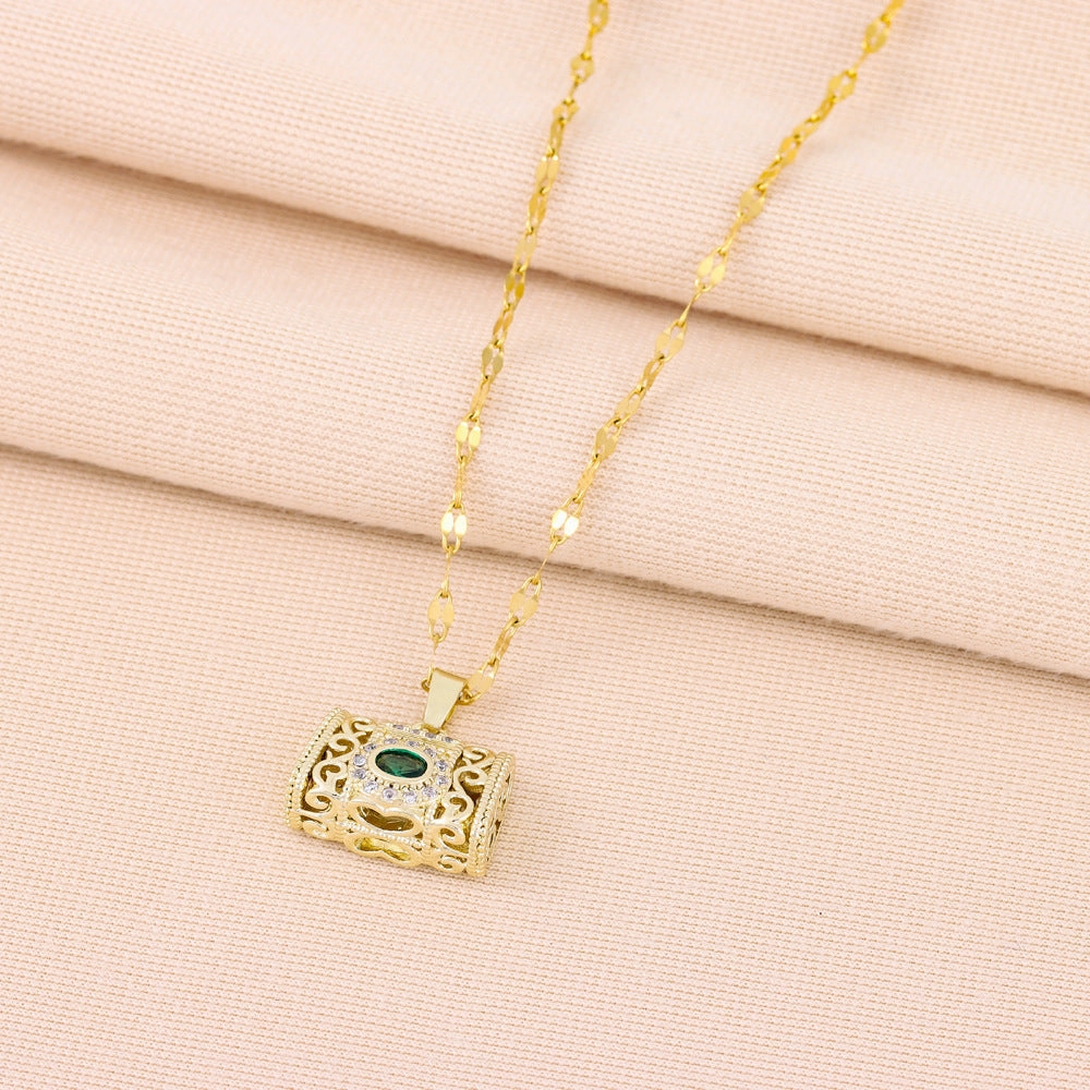 Wholesale Vintage Hollow Safety Lock Titanium Steel Necklaces